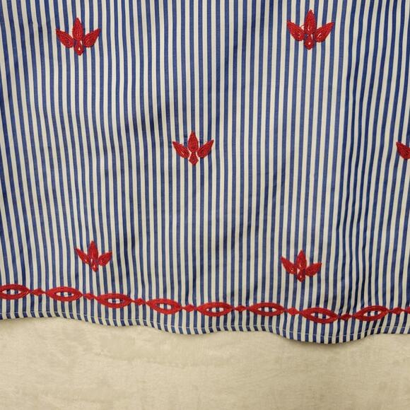 Polagram Striped Sundress Embroidered Applique Nautical Beach Resort Cruise SZ S - Picture 5 of 8